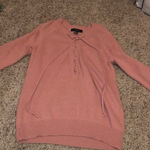 Pink front tie sweater